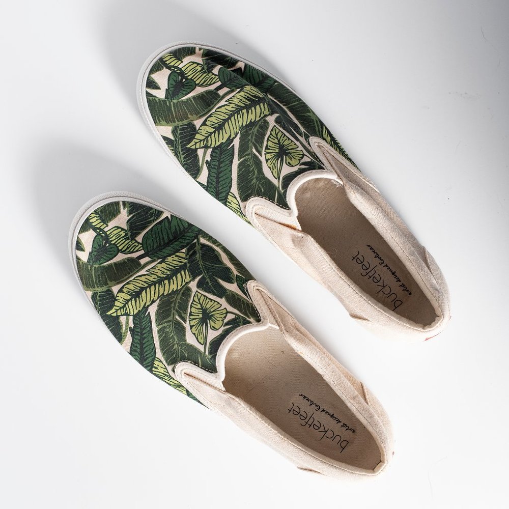 Bucket Feet Palm/Leaf Print Slip-On
